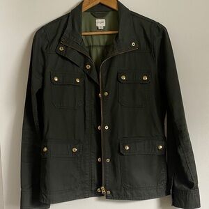 Jcrew Woman’s Utility Jacket, size m, green with gold buttons.